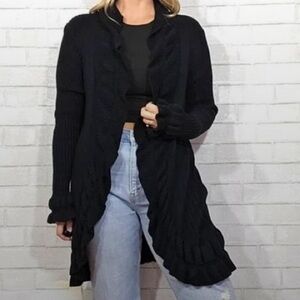 Matilda Jane Cardigan SZ M Open Front Ruffle Feminine Girly Boho Minimalist
